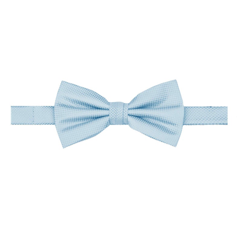 Jacob Alexander Men's Woven Subtle Mini Squares Adjustable Pre-Tied Banded Bow Tie - Sky Blue - Image 1